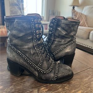 Jeffrey Campbell Ibiza Hannie Gray Studded Combat Ankle Boots
